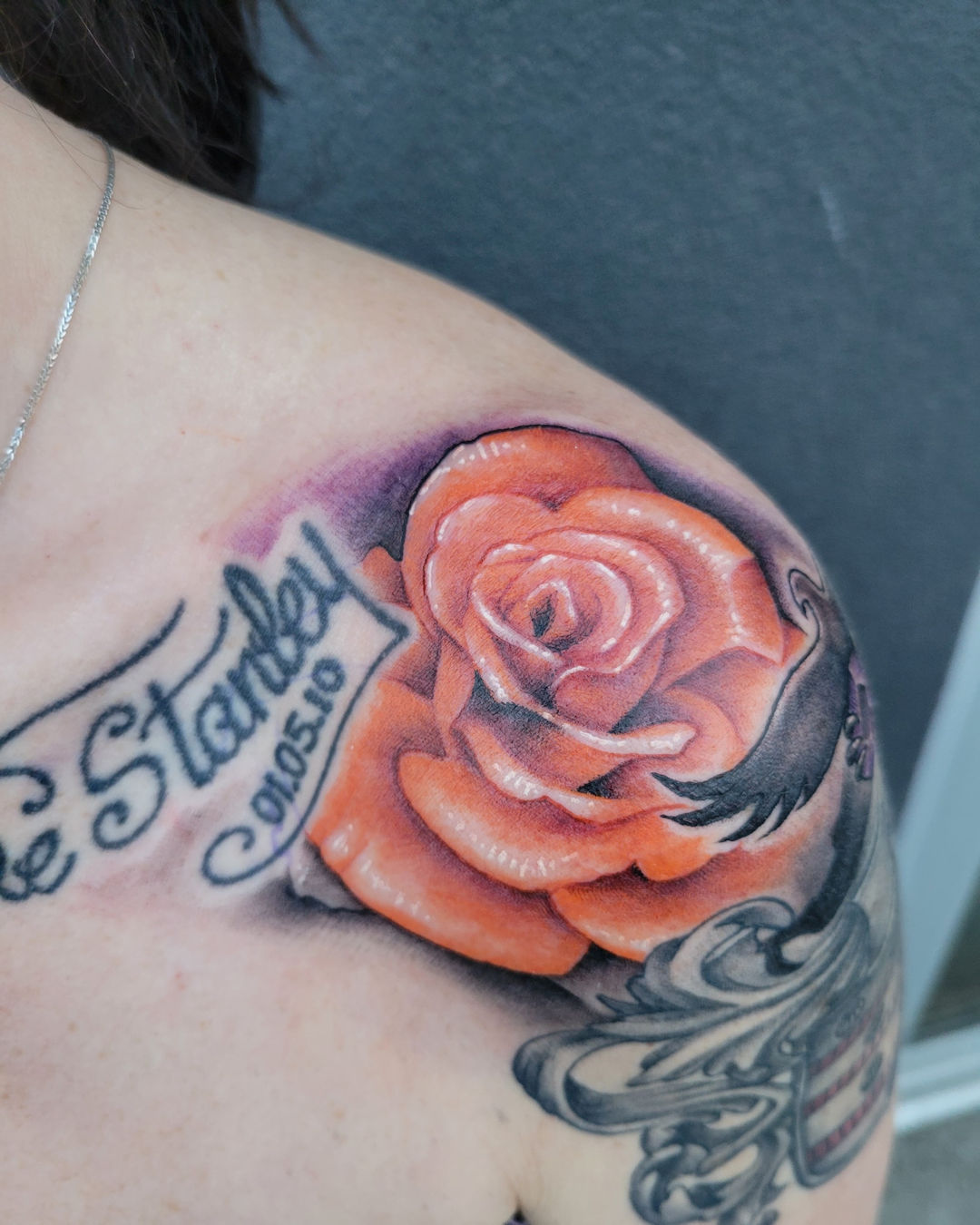 Fresh Orange Rose Tattoo — Clay Walker