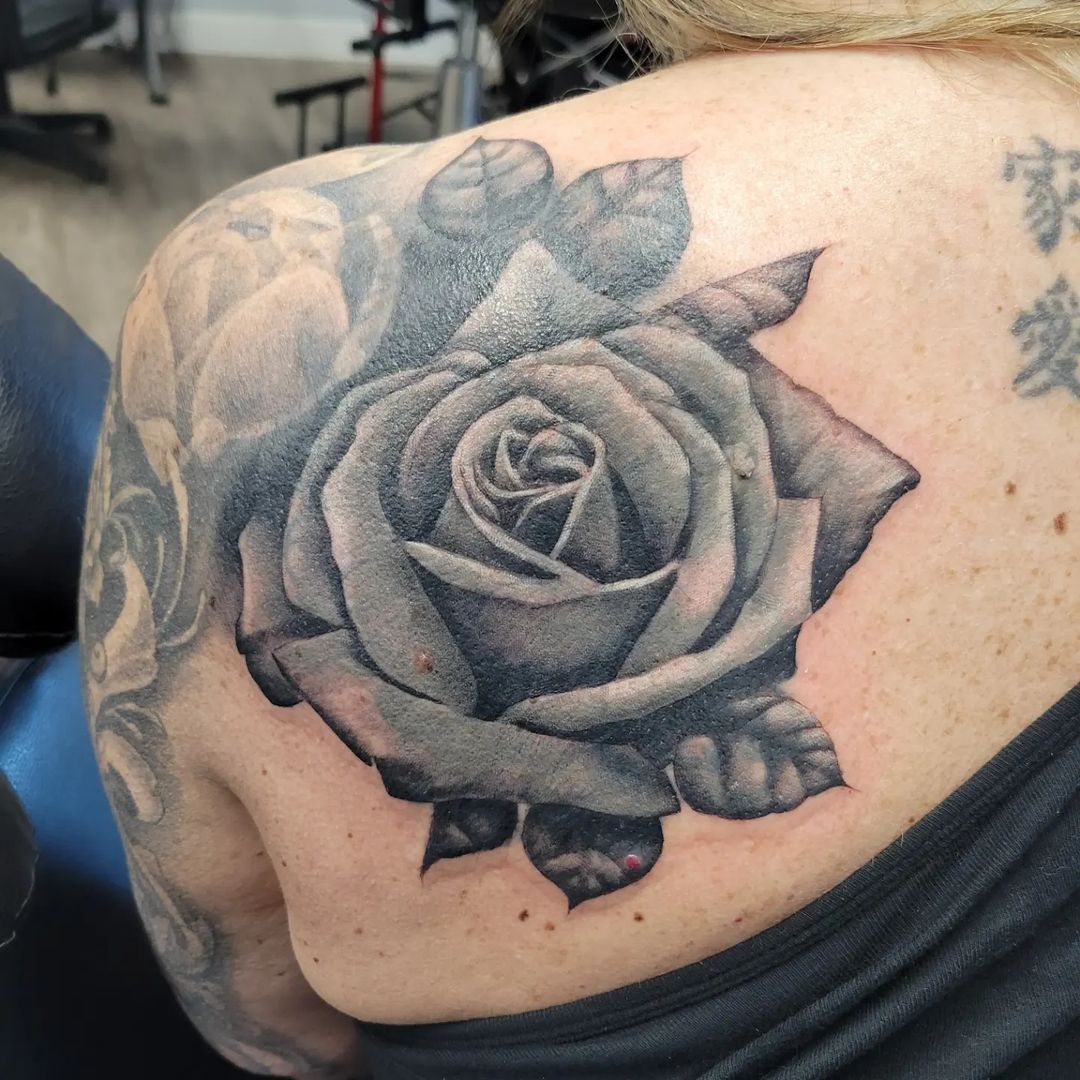 Opaque Grey Rose Tattoo Cover Up â€” Clay Walker