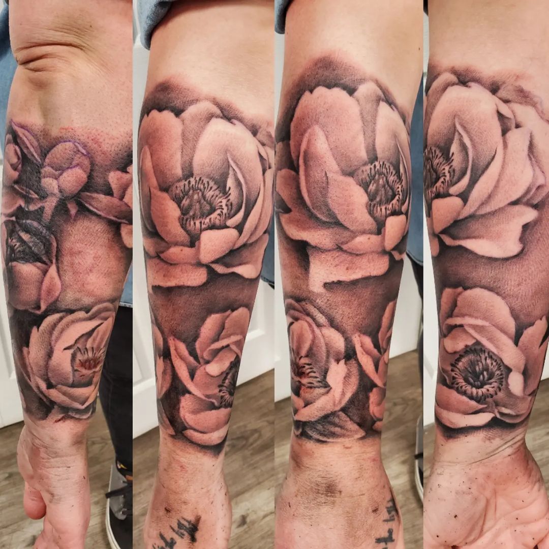 Peony Wrap to Start Floral Sleeve â€” Clay Walker