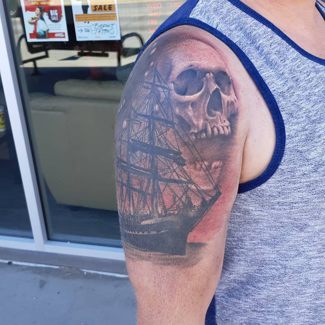 Skull add on to Ship Tattoo — Clay Walker