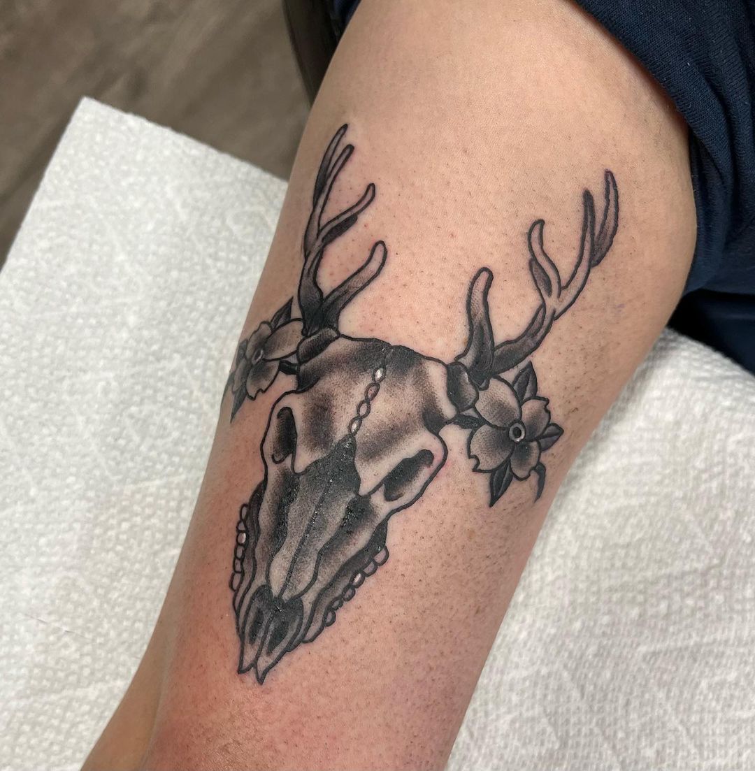 Sweet Deer Skull Tattoo — Trevor Bigam