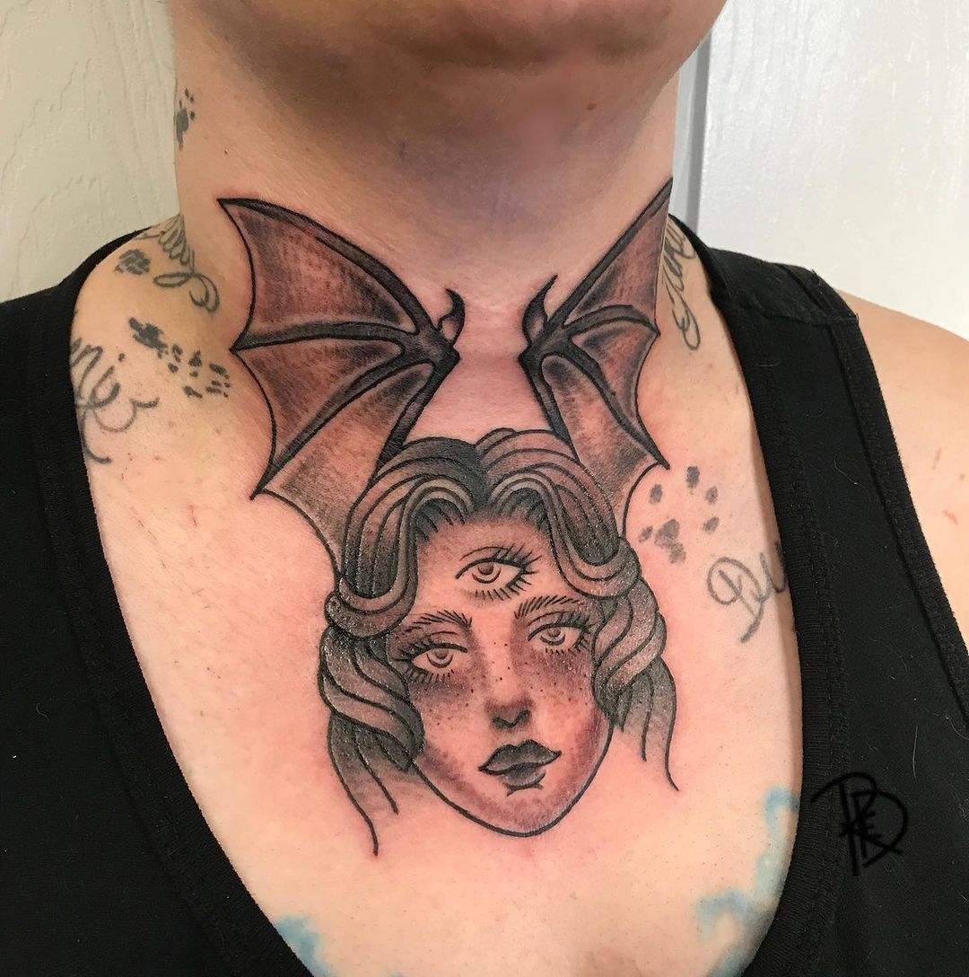 Lady Face Neck Tattoo — Brooke Middleton