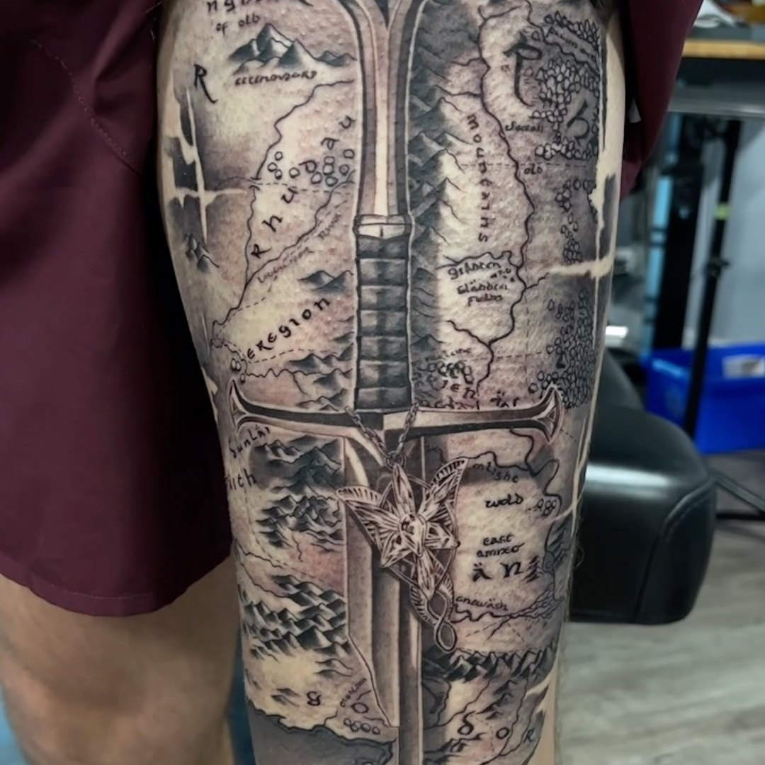 Map of Middle Earth — Alex Tysiachniy — Guest Artist — Bigfoot Tattoos