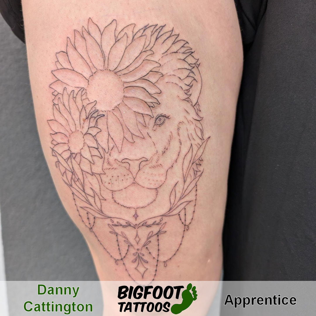 Sunflower Lion Tattoo — Danny Cattington